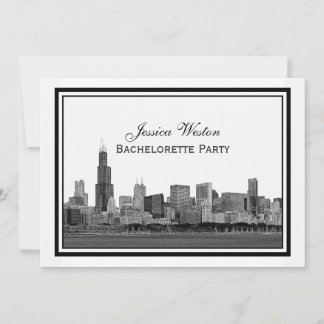 Chicago Skyline Etched Gerahmt #2 H Bachelorette Einladung