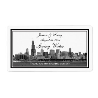 Chicago Skyline Etched Gerahmt H Water Bottle