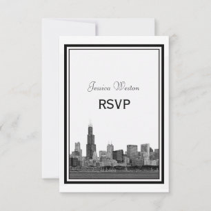 Chicago Skyline Etched Gerahmt UAWG RSVP Karte