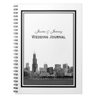 Chicago Skyline Etched Gerahmt Wedding Journal Notizblock