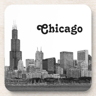 Chicago Skyline Etched Getränkeuntersetzer