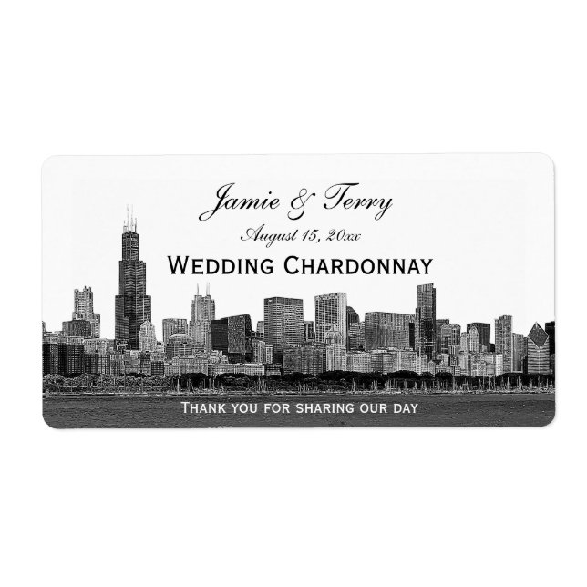 Chicago Skyline Etched H Wine Label (Vorne)