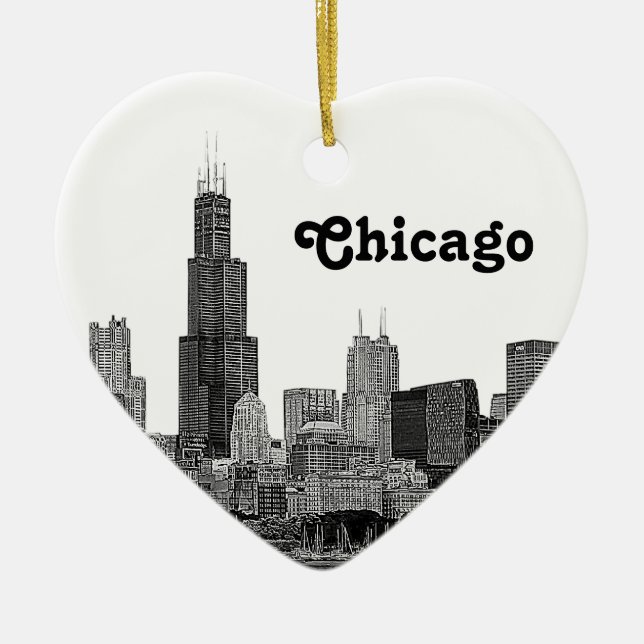 Chicago Skyline Etched Keramik Ornament (Vorne)