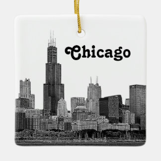 Chicago Skyline Etched Keramikornament