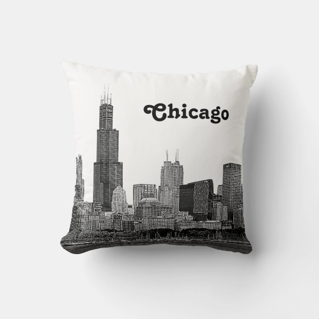 Chicago Skyline Etched Kissen (Vorderseite)