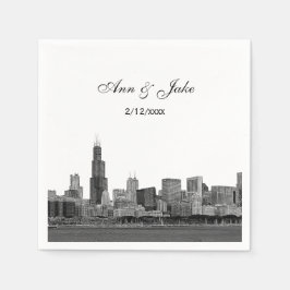 Chicago Skyline Etched Look Skyline Wedding Serviette