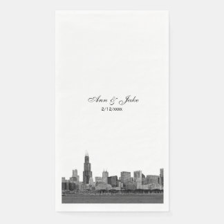 Chicago Skyline Etched Look Skyline Wedding Serviette