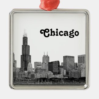 Chicago Skyline Etched Ornament Aus Metall