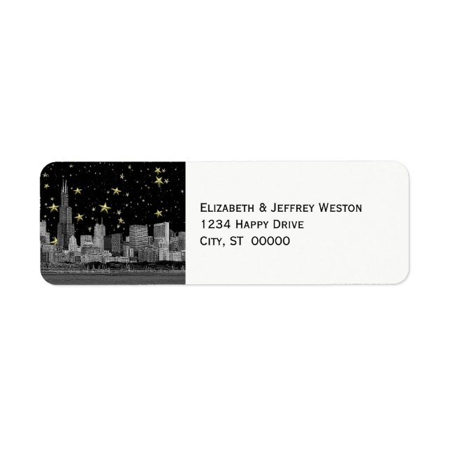 Chicago Skyline Etched Starry DIY BG Address Label (Vorne)