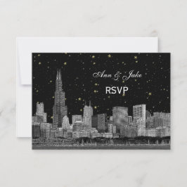 Chicago Skyline Etched Starry DIY BG UAWG #2 RSVP Karte