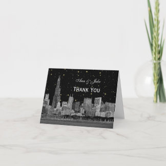 Chicago Skyline Etched Starry DIY BG Vielen Dank Dankeskarte