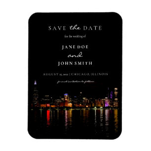 Chicago Skyline flat Save The Date Card Magnet