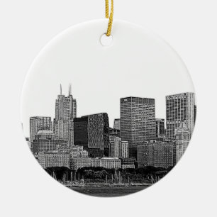 Chicago-Skyline geätzt Keramikornament