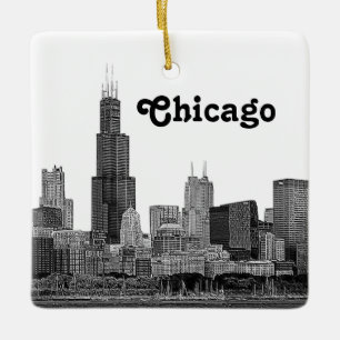 Chicago-Skyline geätzt Keramikornament