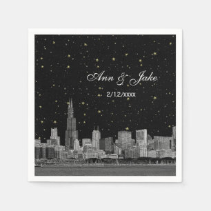 Chicago Skyline geätzt Sterne DIY BG Farbe Hochzei Serviette