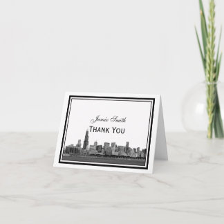 Chicago Skyline geätztes gerahmtes H danken Ihnen Dankeskarte