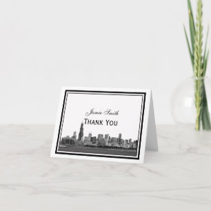 Chicago Skyline geätztes gerahmtes H danken Ihnen Dankeskarte