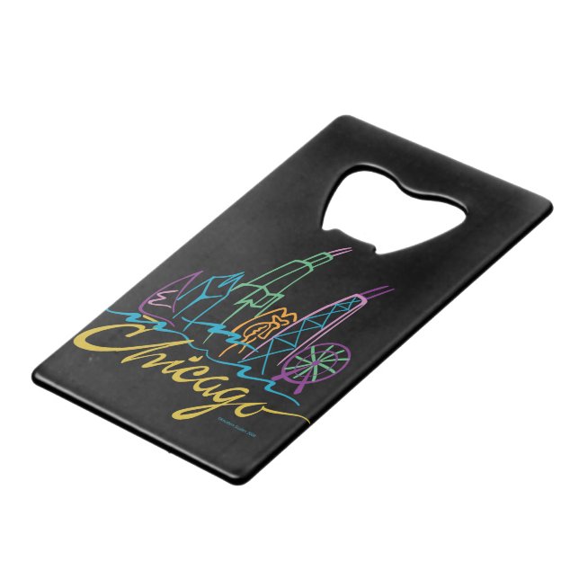 Chicago Skyline Geldbeutel Flaschenöffner (Rückseite Schrägansicht)