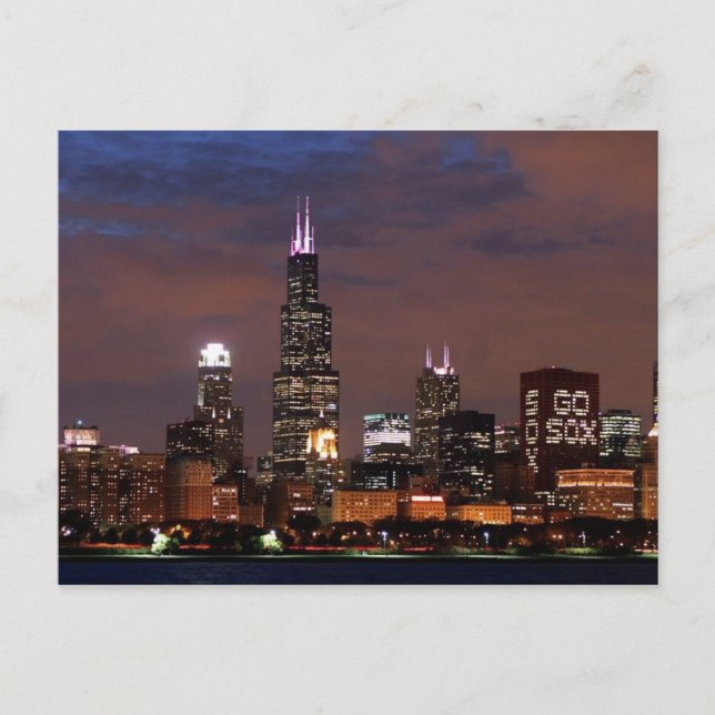 Chicago Skyline Go Sox Postkarte (Vorderseite)