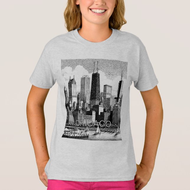 Chicago Skyline Graphic T - Shirt (Vorderseite)