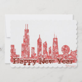 Chicago skyline Happy New Year stilvolle Postkarte