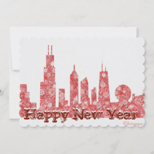 Chicago skyline Happy New Year stilvolle Postkarte