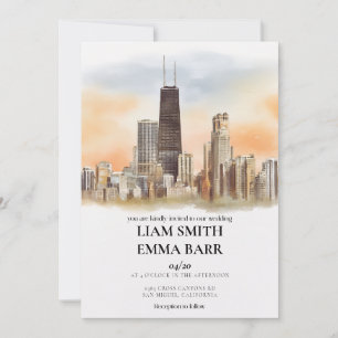 Chicago-Skyline-Hochzeit Einladung
