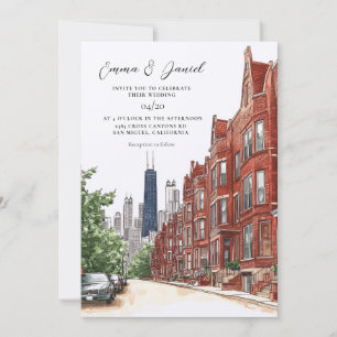 Chicago-Skyline-Hochzeit Einladung