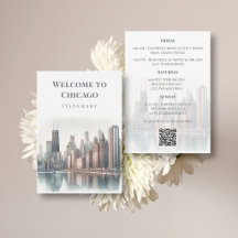 Chicago Skyline Hochzeitsplan QR-Code