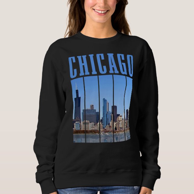 Chicago Skyline Illinois Vintag Pride Chicago Sweatshirt (Vorderseite)