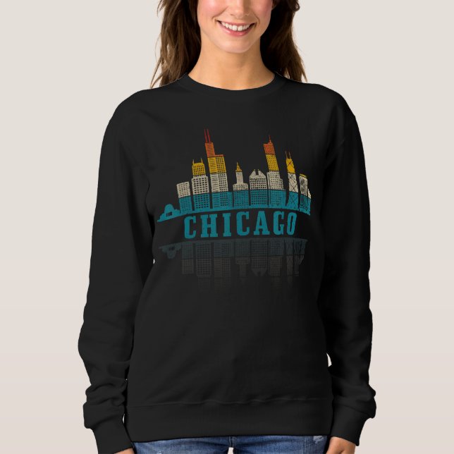 Chicago Skyline Illinois Vintag Pride Retro Sweatshirt (Vorderseite)