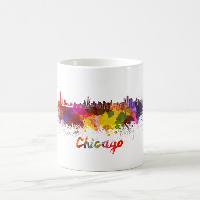 Chicago skyline im Watercolor Kaffeetasse (Mittel)
