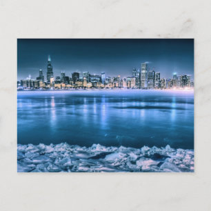Chicago Skyline im Winter Postkarte