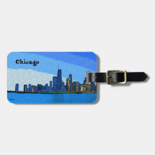 Chicago Skyline in Collage Paint Gepäckanhänger