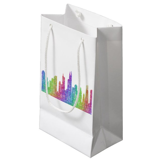 Chicago-Skyline Kleine Geschenktüte (Vorderseite Schrägansicht)