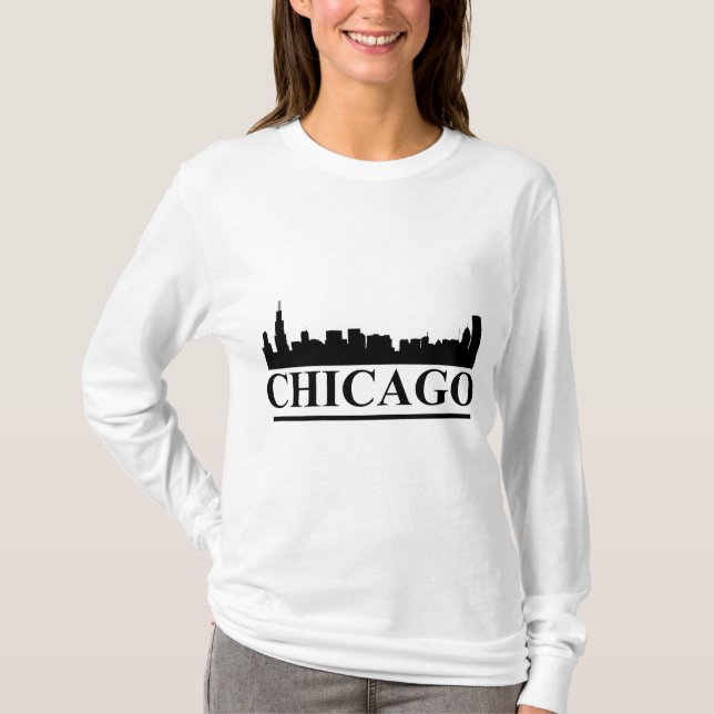 Chicago Skyline Ladys Long Sleeve T - Shirt (Vorderseite)