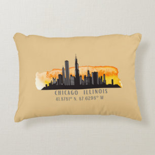 Chicago Skyline Latitude & Longitude Dekokissen