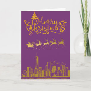 Chicago Skyline Merry Christmas Karte