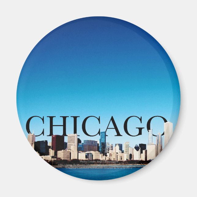 Chicago Skyline mit CHICAGO im Himmel Magnet (Vorne)