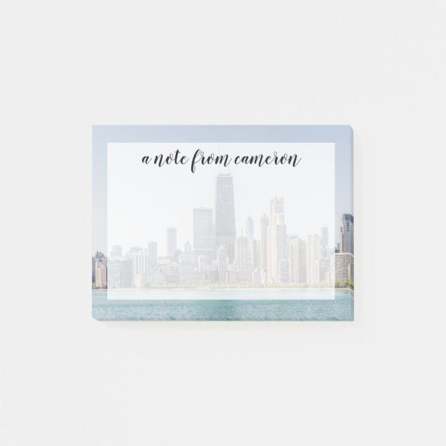 Chicago Skyline mit Lake Michigan Post-it Klebezettel (Vorderseite)