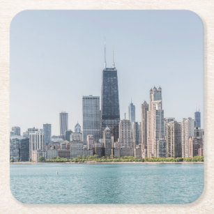 Chicago Skyline mit Lake Michigan Rechteckiger Pappuntersetzer