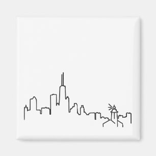 Chicago-Skyline mit Leuchtturm-kleinem Magneten - Magnet
