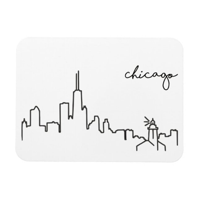 Chicago Skyline mit Lighthouse Magnet (Horizontal)