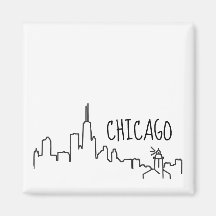 Chicago Skyline mit Lighthouse Small Magnet - 2x2