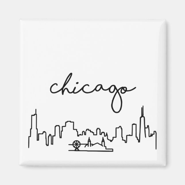 Chicago Skyline mit Navy Pier Small Magnet (Vorne)