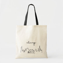 Chicago Skyline mit Navy Pier Tote Bag