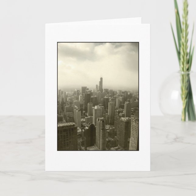 Chicago-Skyline mono Karte (Vorderseite)