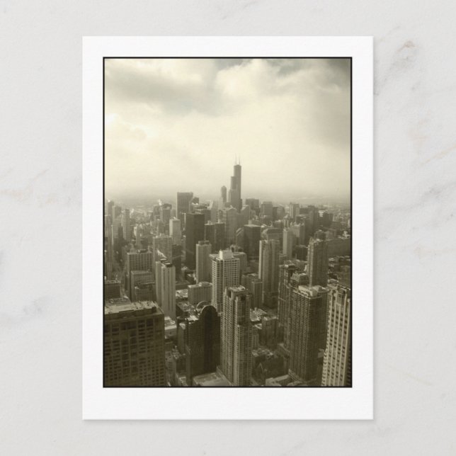 Chicago-Skyline mono Postkarte (Vorderseite)