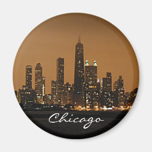 Chicago-Skyline nachts in Mitte Johns Hancock Magnet