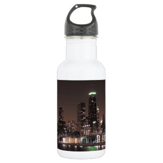 Chicago-Skyline nachts Trinkflasche